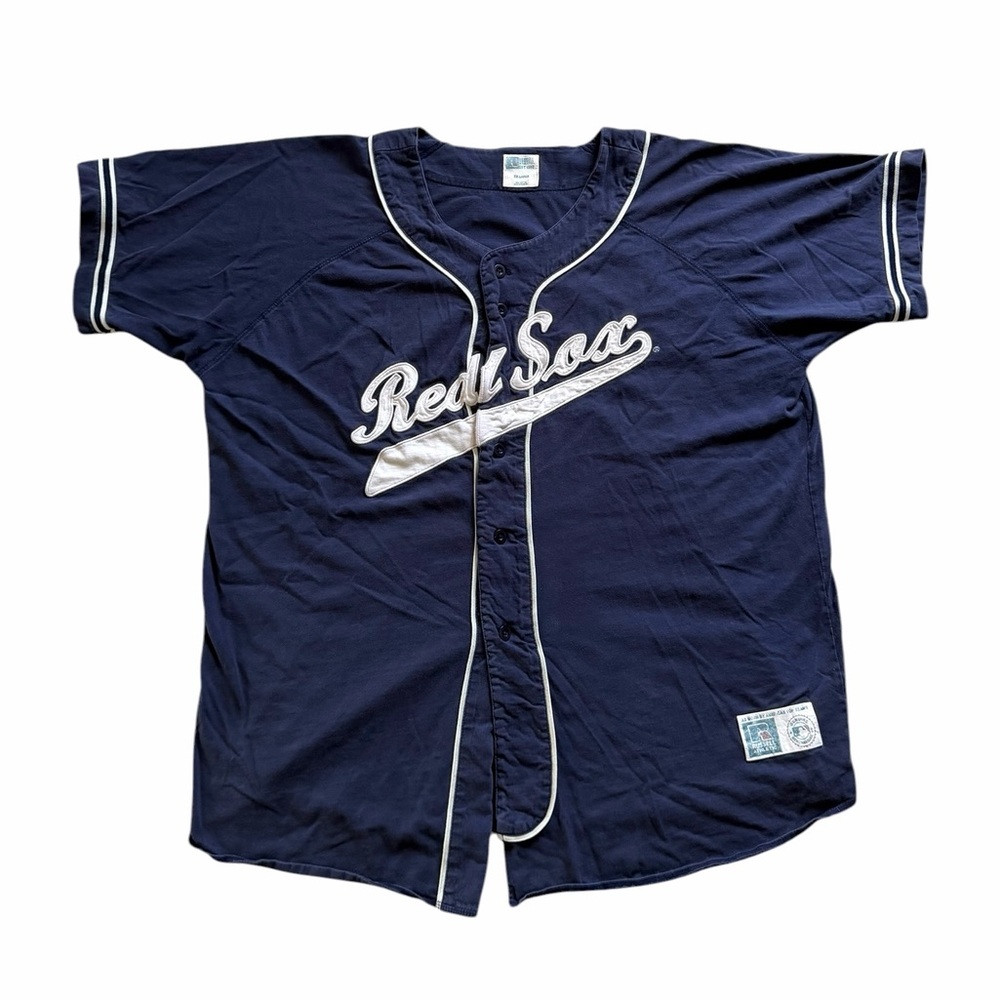 Boston Red Sox Baseball Jersey Russell Athletic Navy Mens XXL Stitched Logo MLB